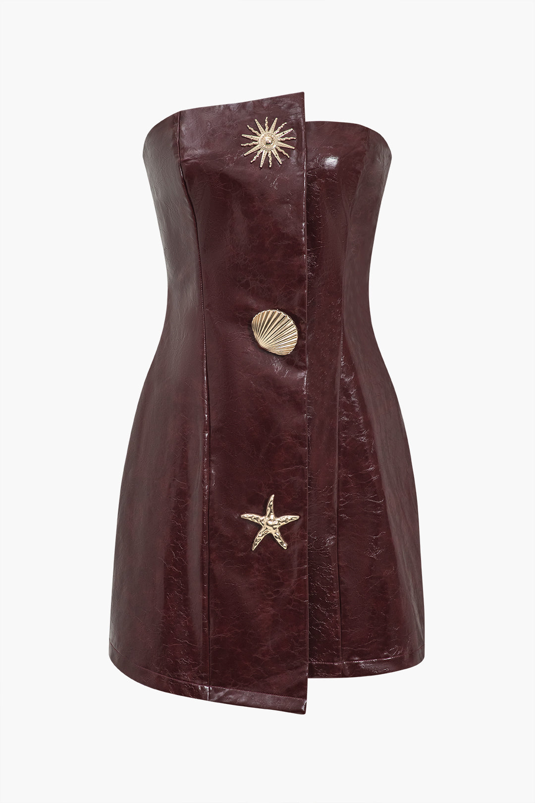 Leren-look minijurk met strapless pasvorm