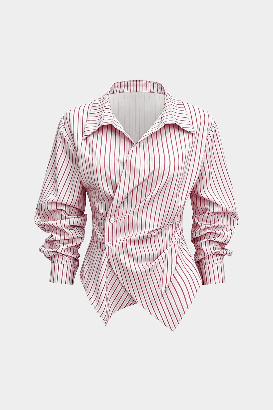 Gestreepte blouse met V-hals, ruches en lange mouwen