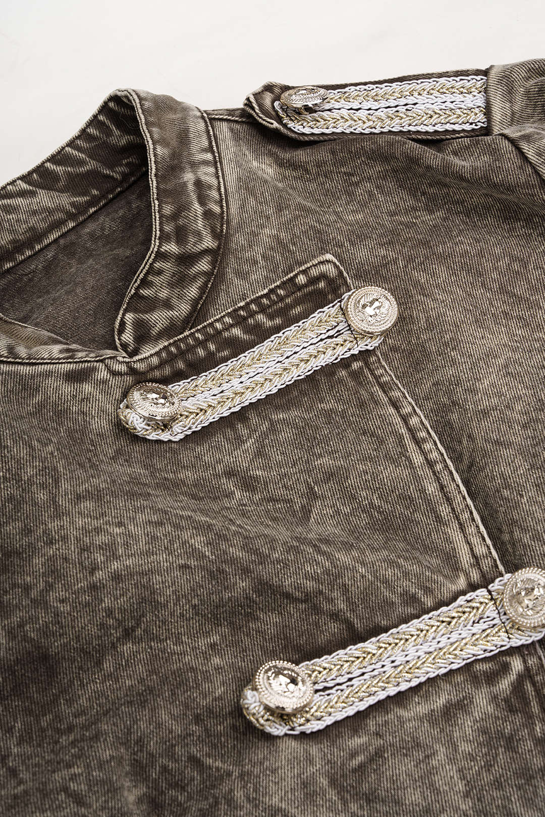 Denim asymmetrisch jasje met dubbele knopenrij