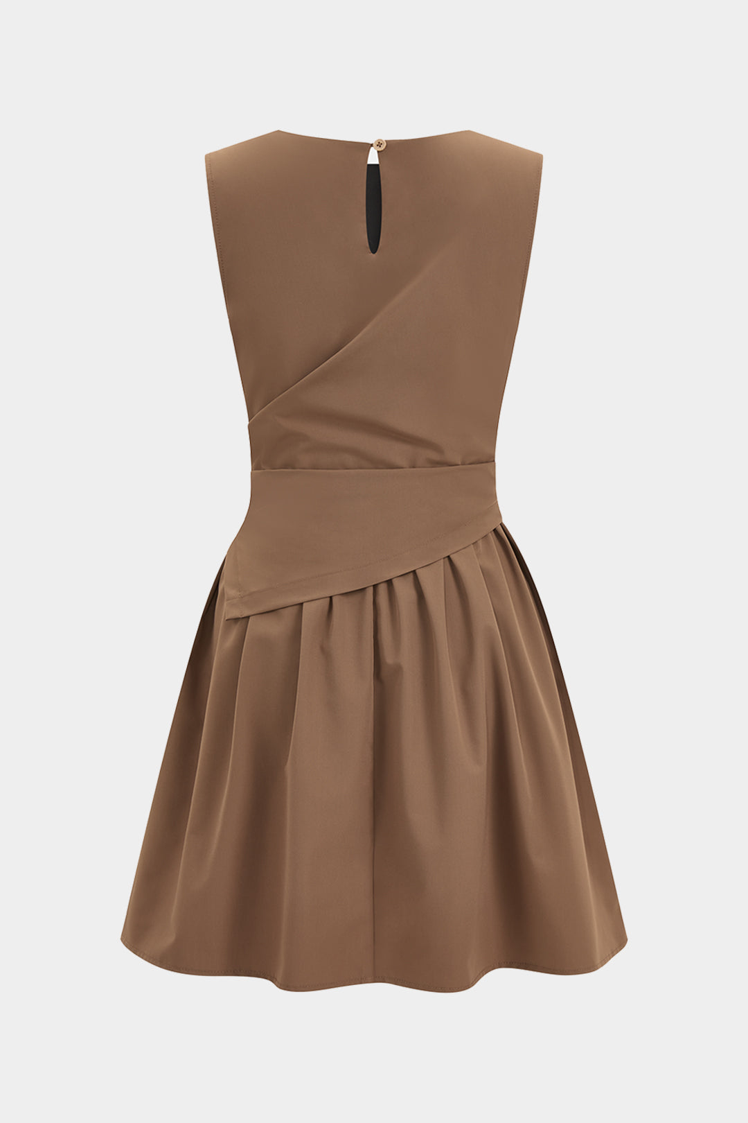Asymmetrische mouwloze minijurk met ruches