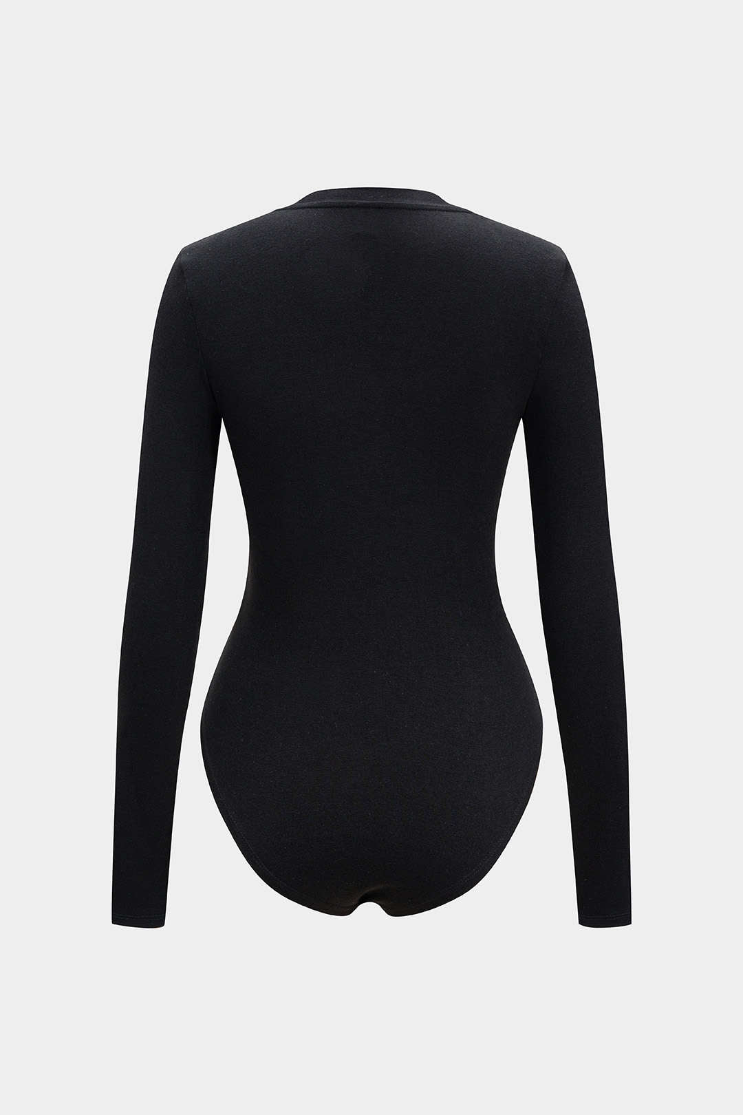 Leren-look body met V-hals en lange mouwen