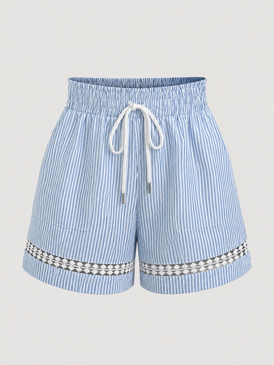 Azura™ | Striped Summer Shorts with Lace Detail