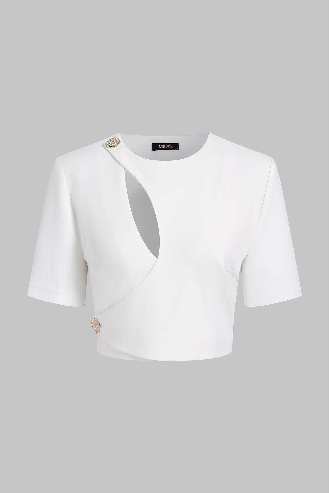 Asymmetrische blouse met uitsnijding en korte mouwen