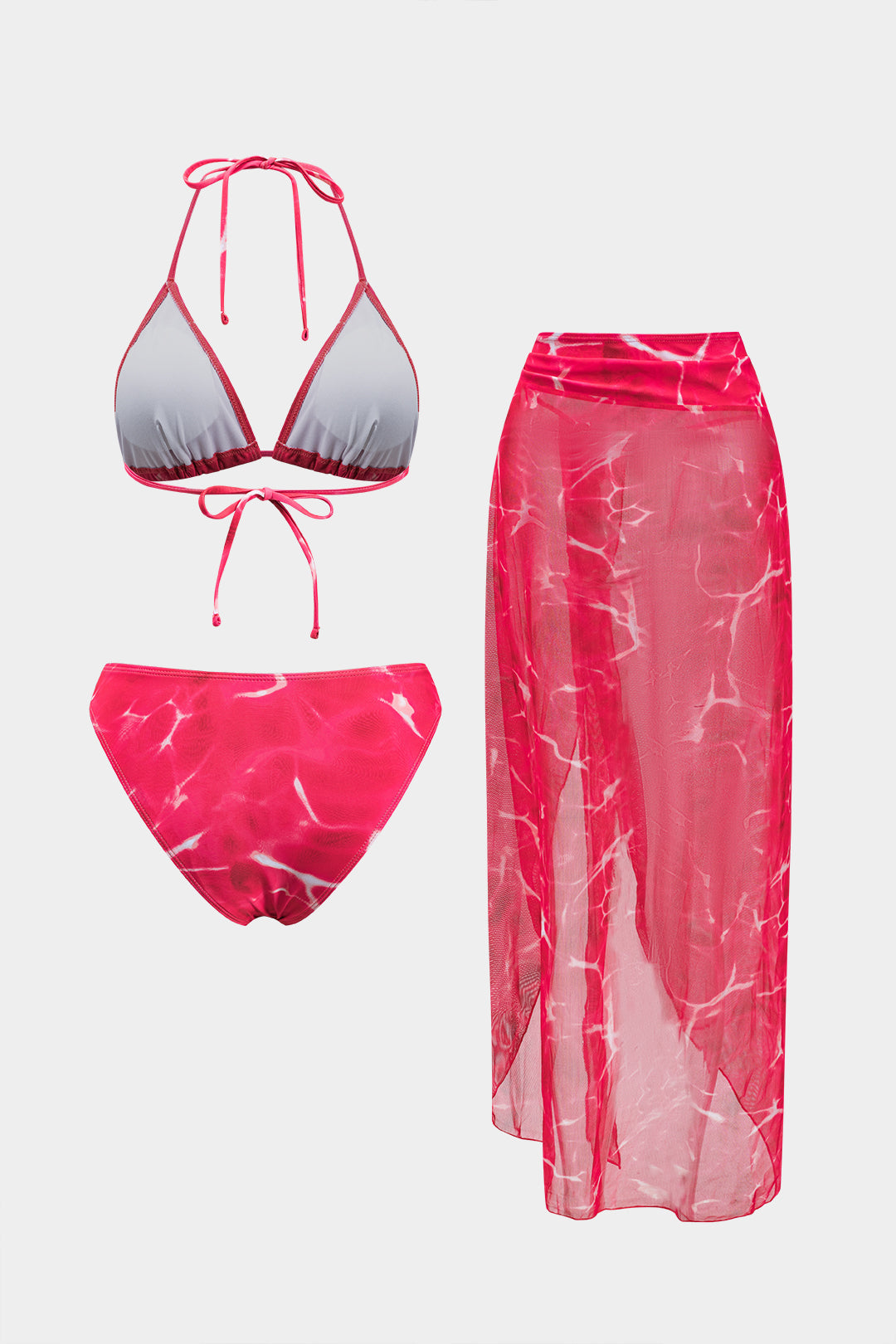 Tie-dye mesh bikini met strik