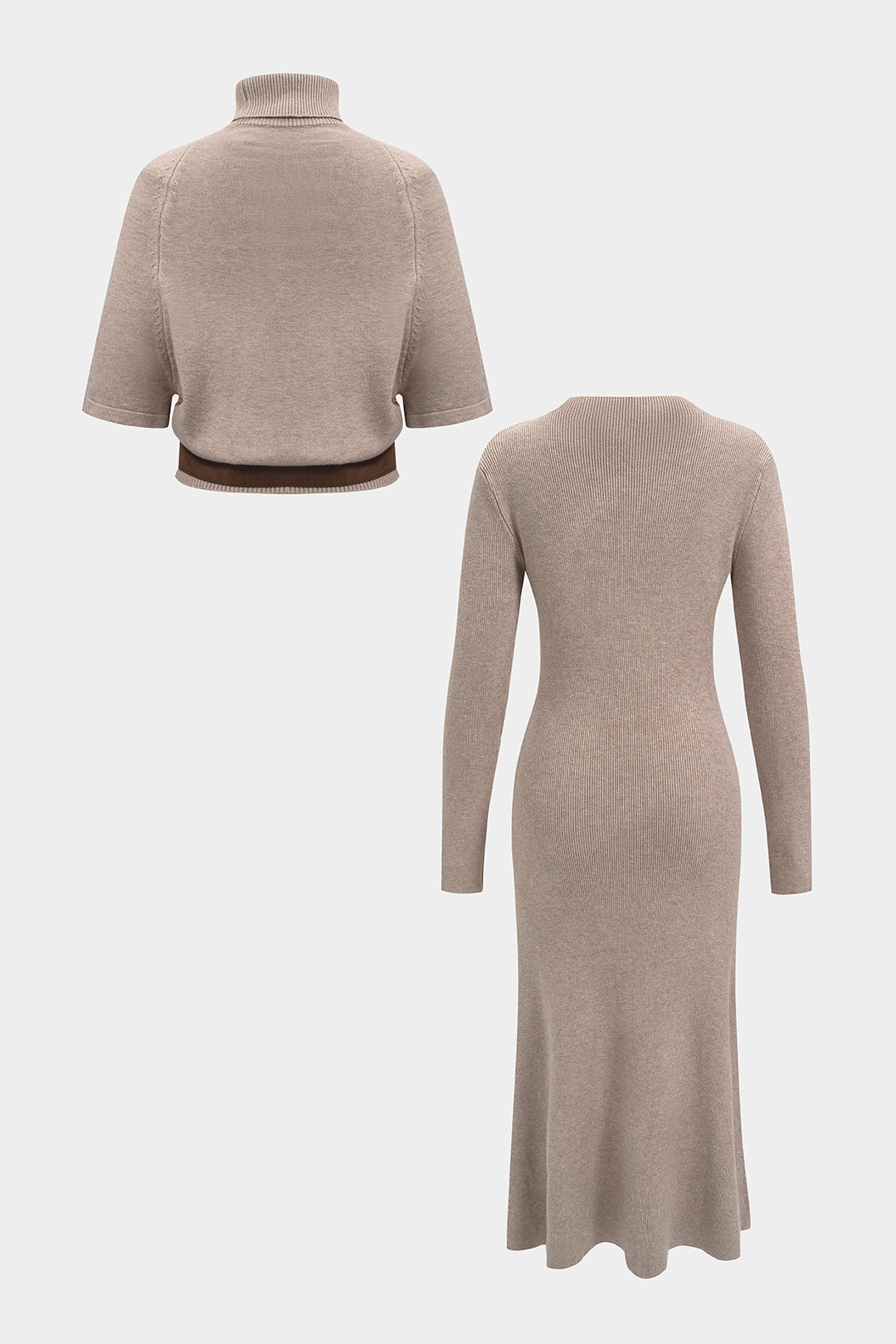 Gebreide set met top en maxijurk