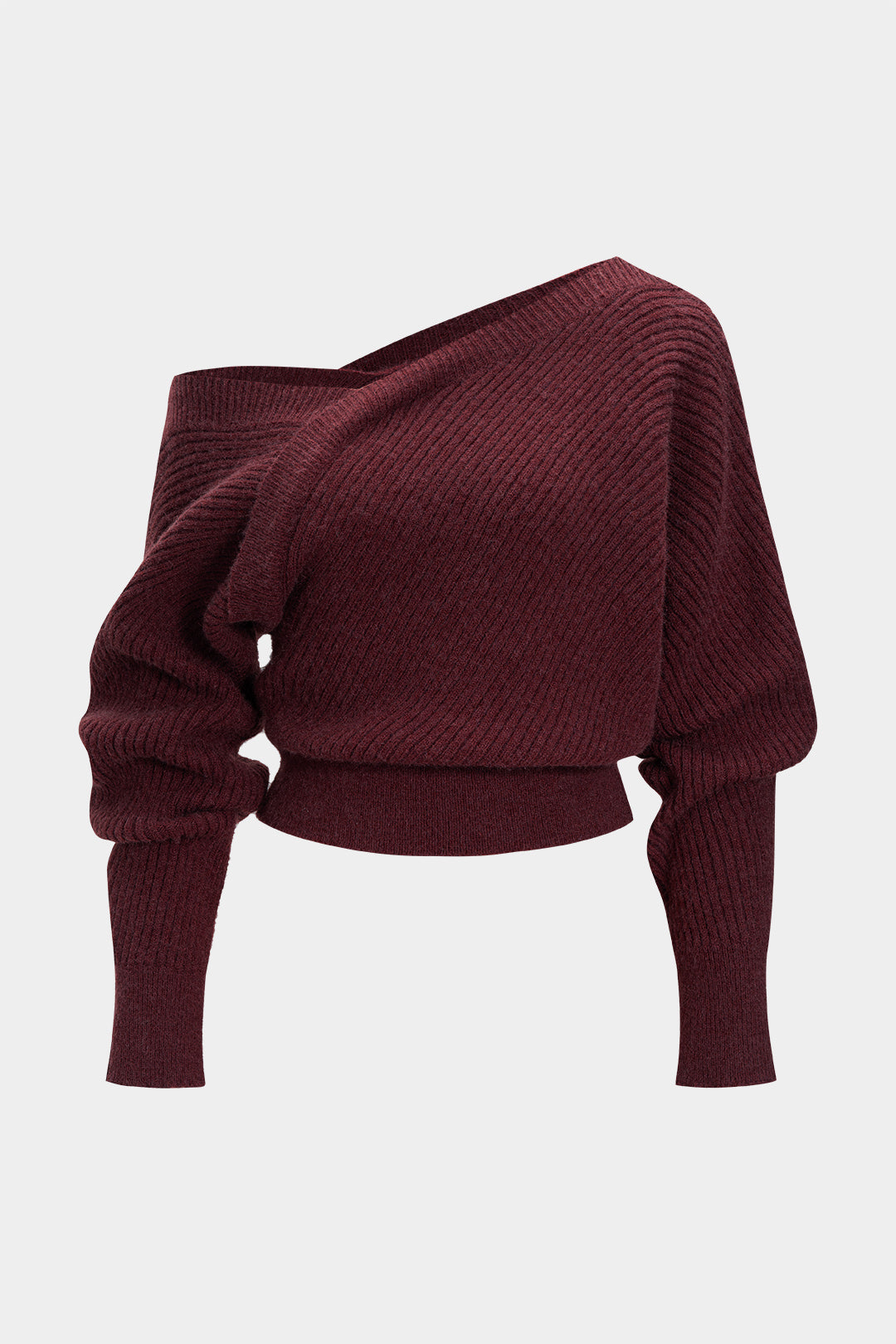 Romy - Gebreide asymmetrische top met één schouder en lange mouwen