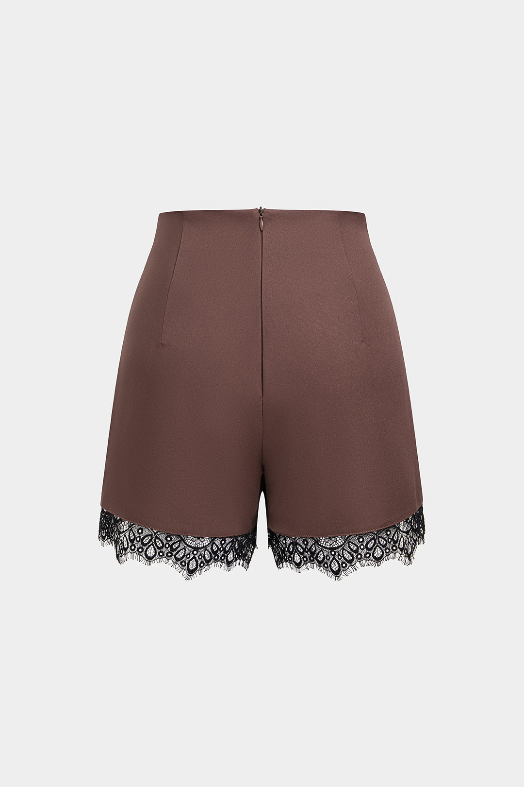 Patchwork short met kanten rand en rits
