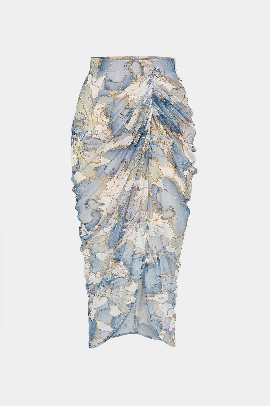 Bloemenprint asymmetrische rok met ruches
