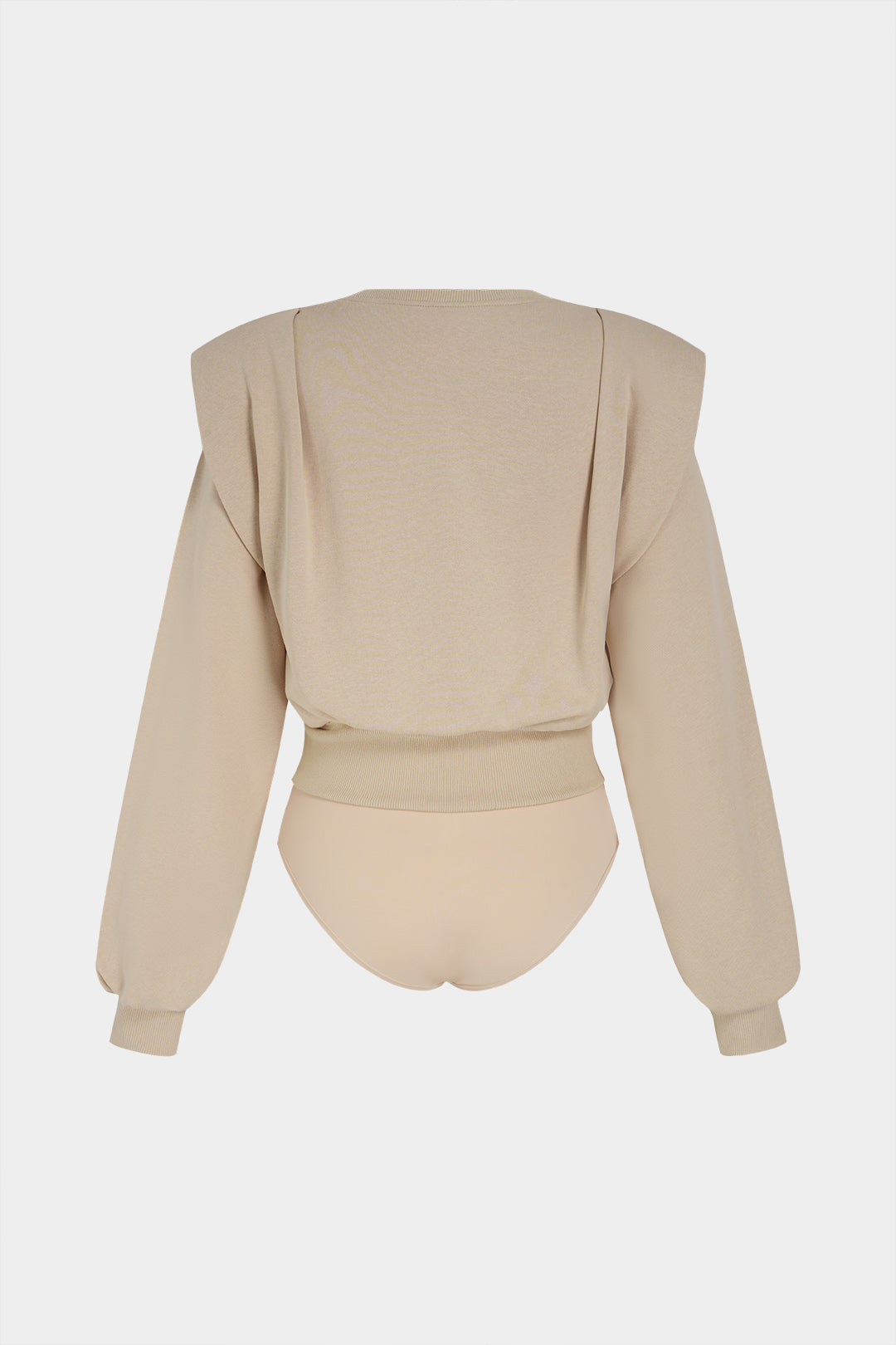 Gwen - Leren-look patchwork body met ronde hals en lange mouwen