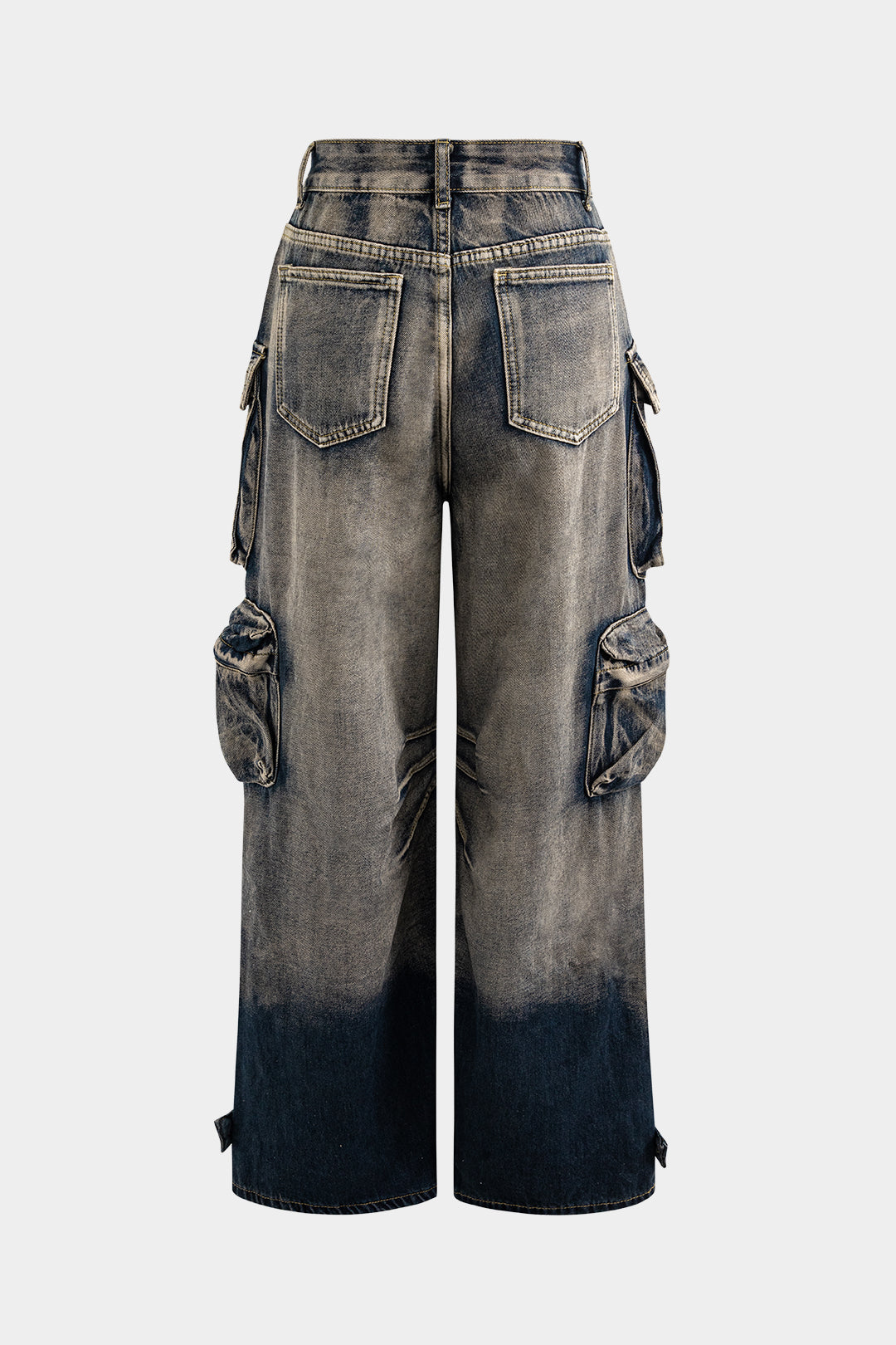 Gaia - Jeans met zakken, wijde pijpen en cargozakken
