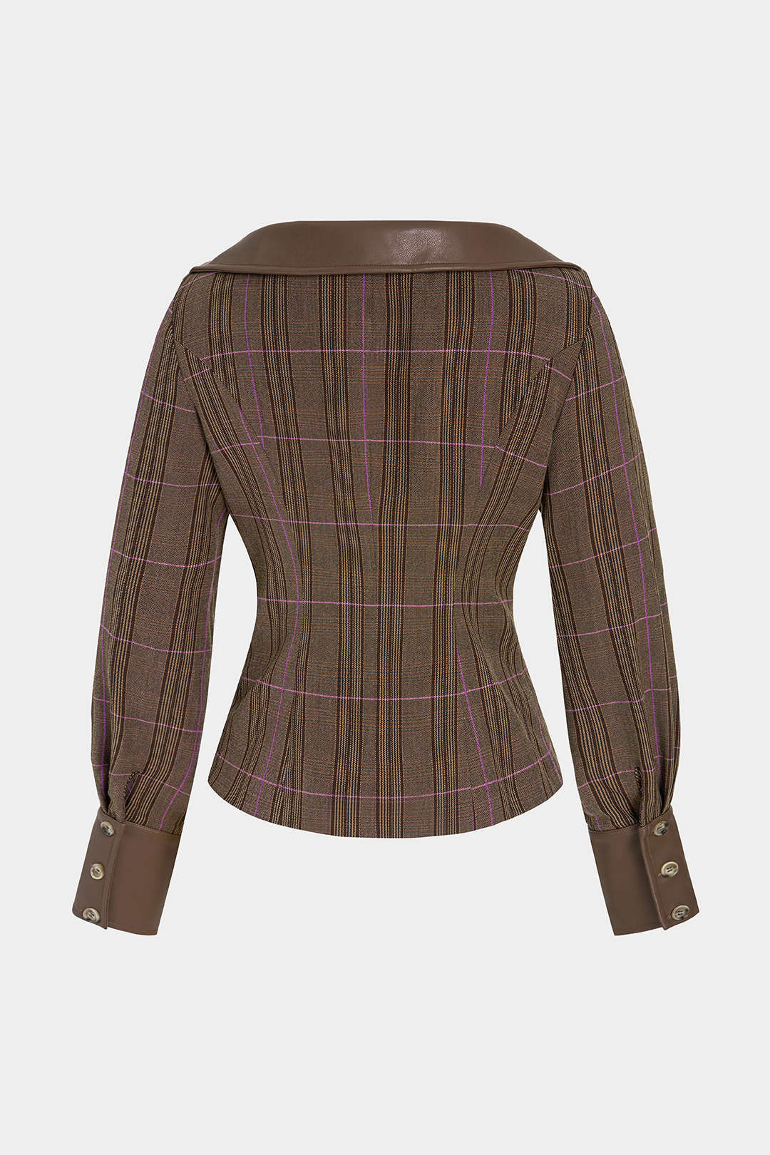 Elise - Geruite patchwork blouse met lange mouwen
