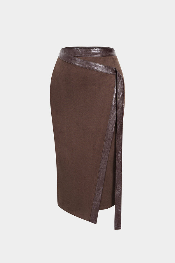 Karlijn - Leren-look patchwork rok
