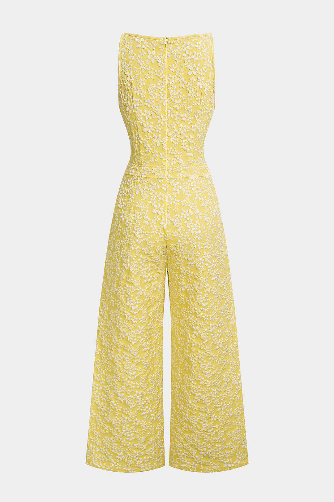 Gestructureerde mouwloze jumpsuit met ronde hals en strik