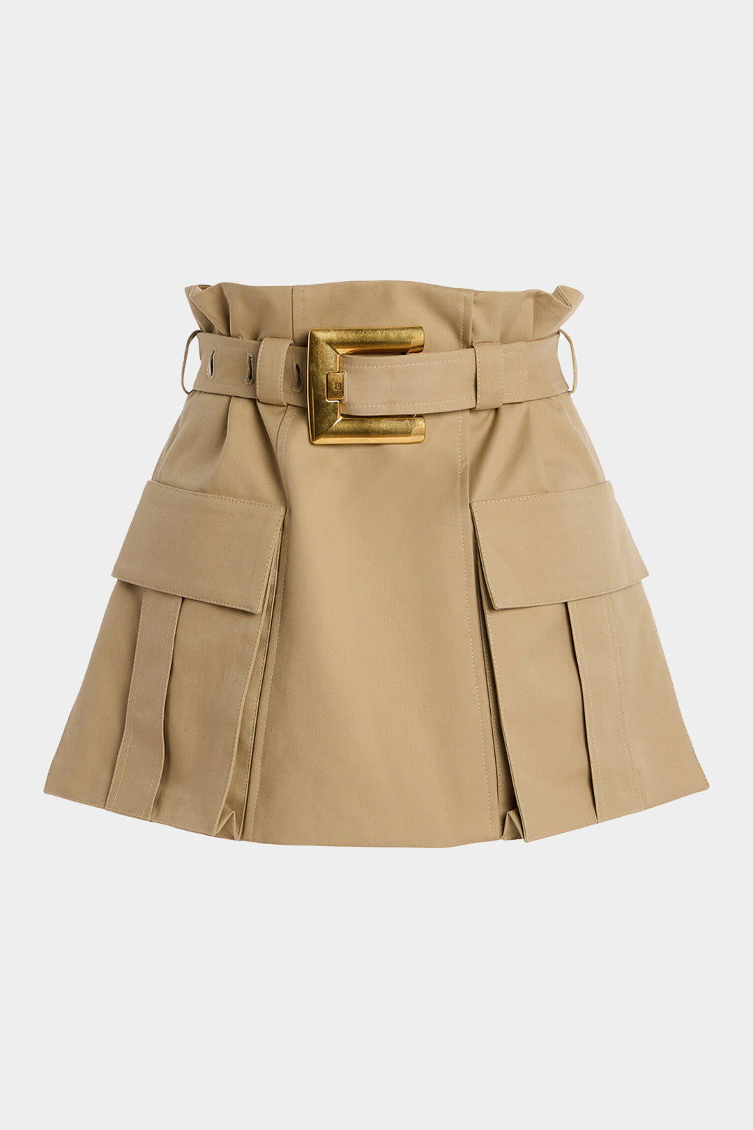 Metallic rok met riem, ruches en rits