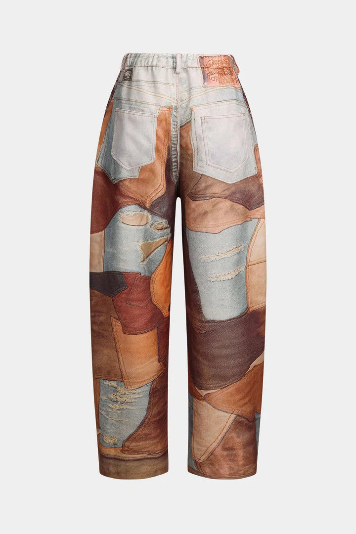 Trousers with color blocks and wide legs