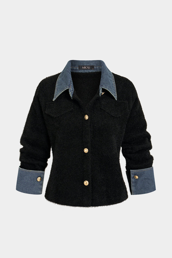 Clara - Gebreid patchwork vest met knoopjes