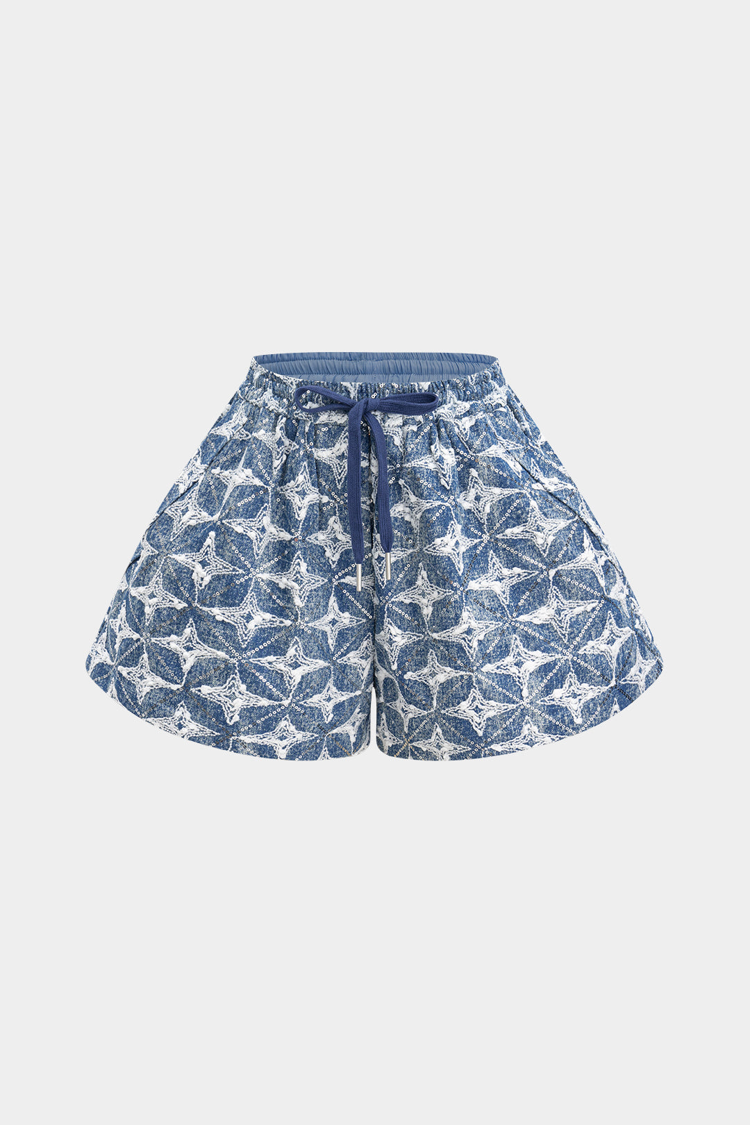 Denim short met trekkoord