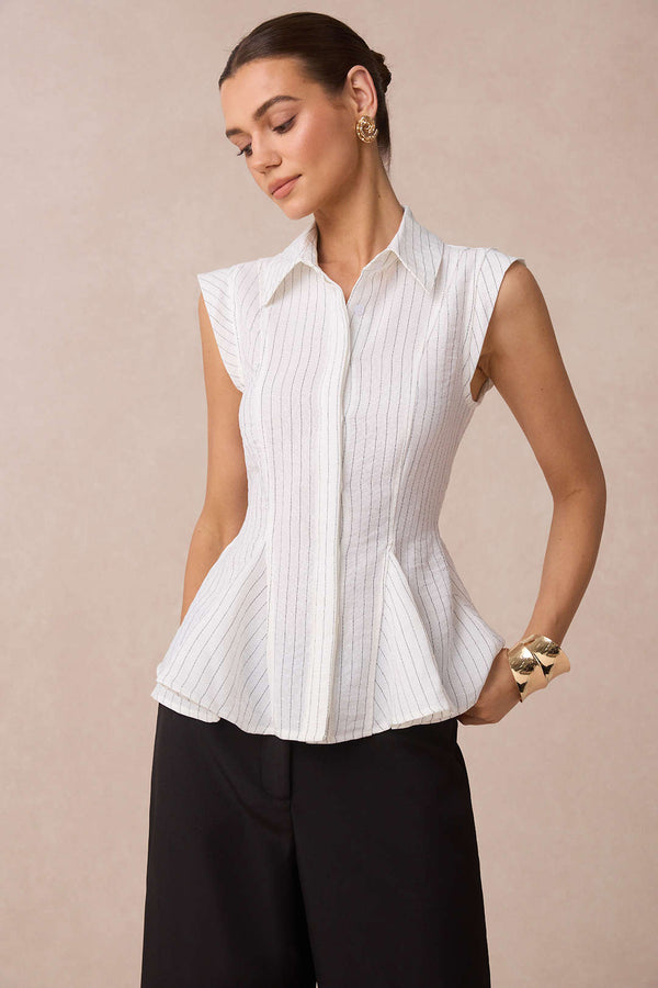 Gestreepte blouse met revers