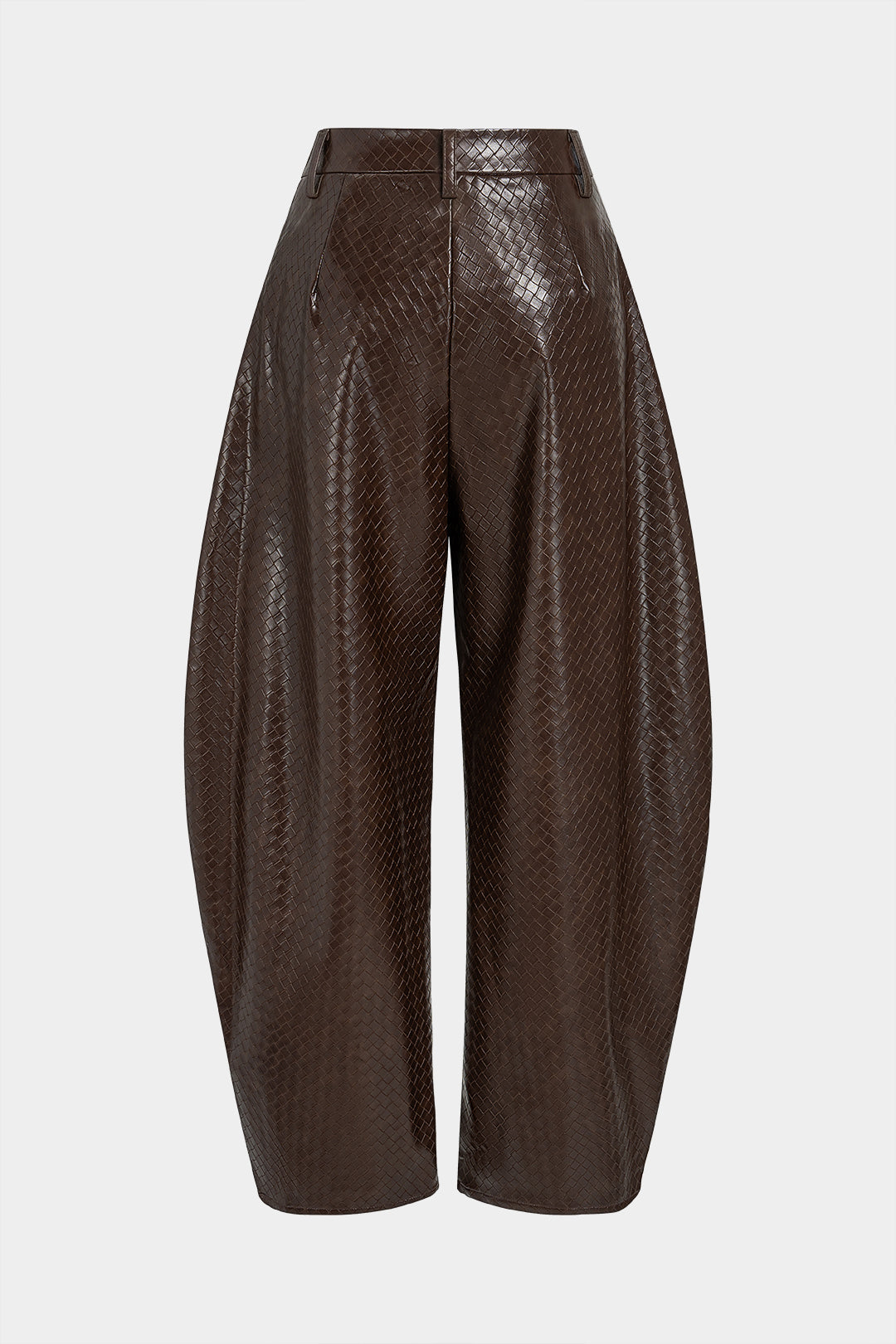 Leren-look broek met hoge taille en wijde pijpen