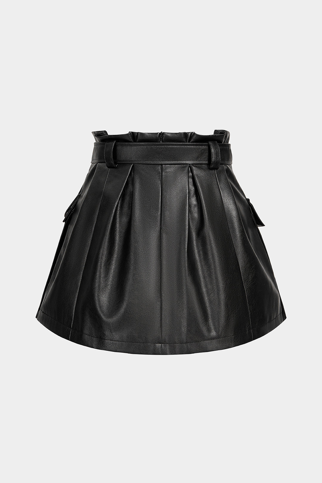 Leren-look metallic minirok met riem