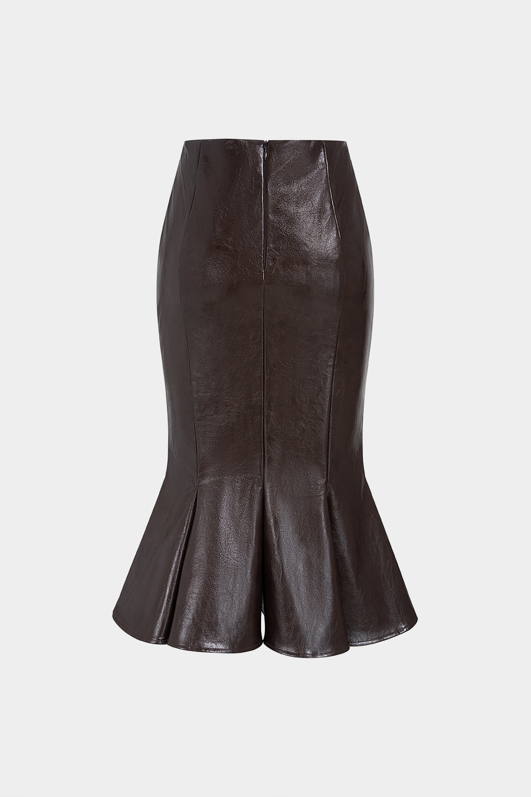 Leren-look rok met hoge taille en uitlopende pijp