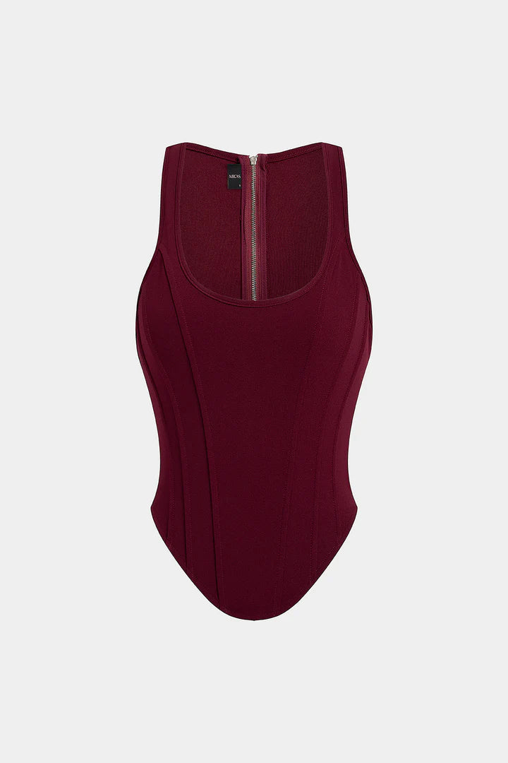 Tank top with zipper and corset waist