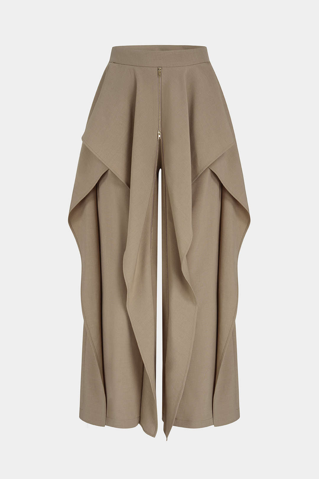 Broek met volants, rits en wijde pijpen