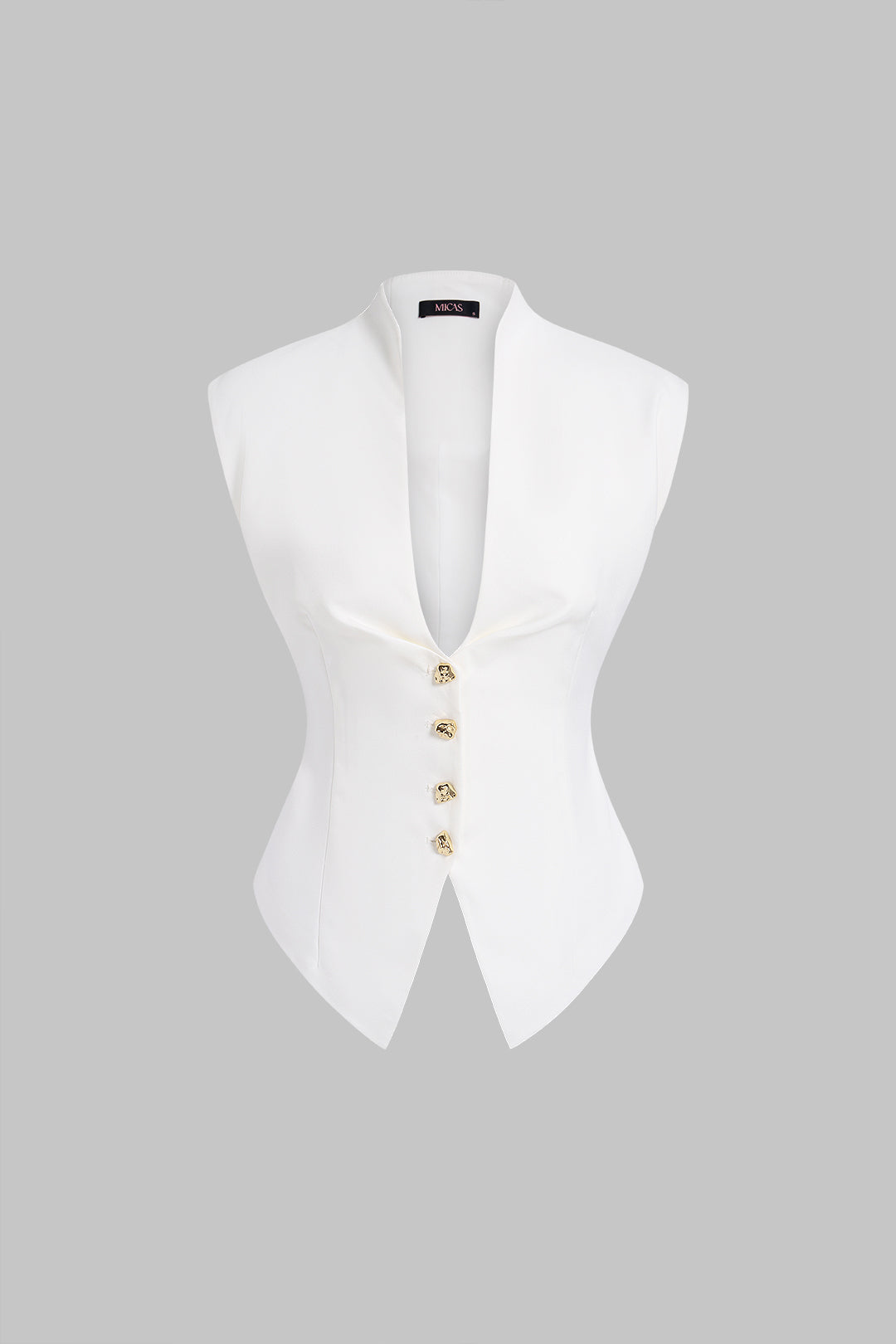 Metallic gilet met V-hals en knoopjes