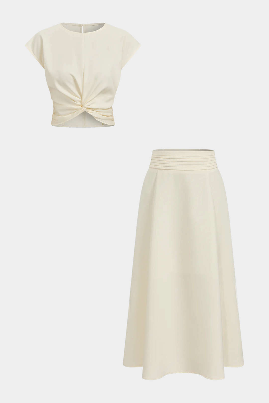 Geplooide set met top en rok