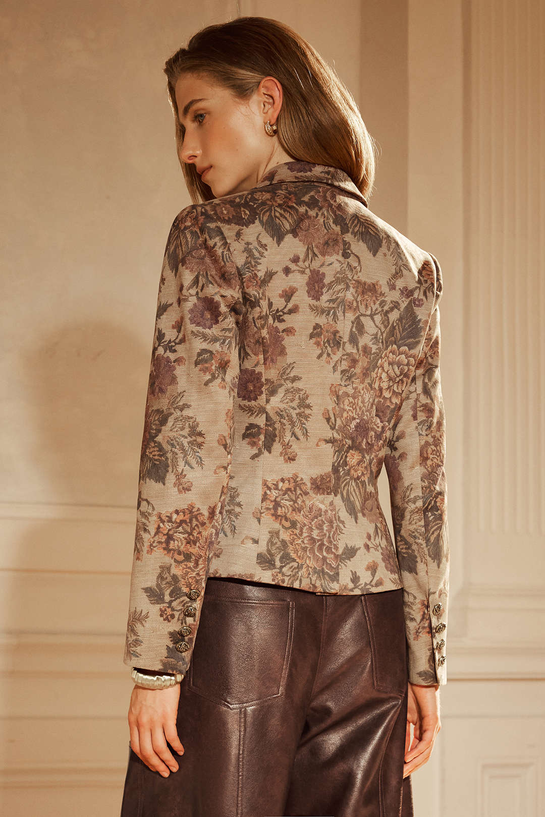 Bloemenprint blazer met reverskraag
