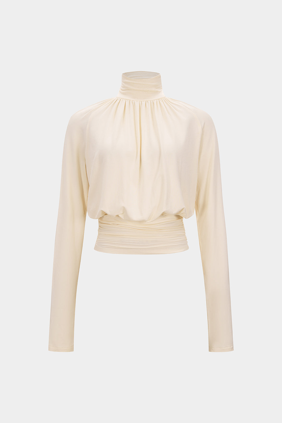 Leren-look T-shirt met kraag en lange mouwen