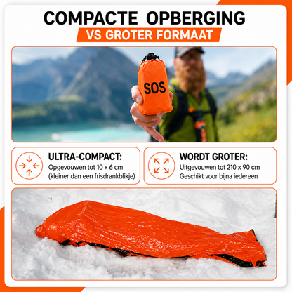 SOS Emergency Sleeping Bag - Retains up to 90% of your body heat in emergency situations