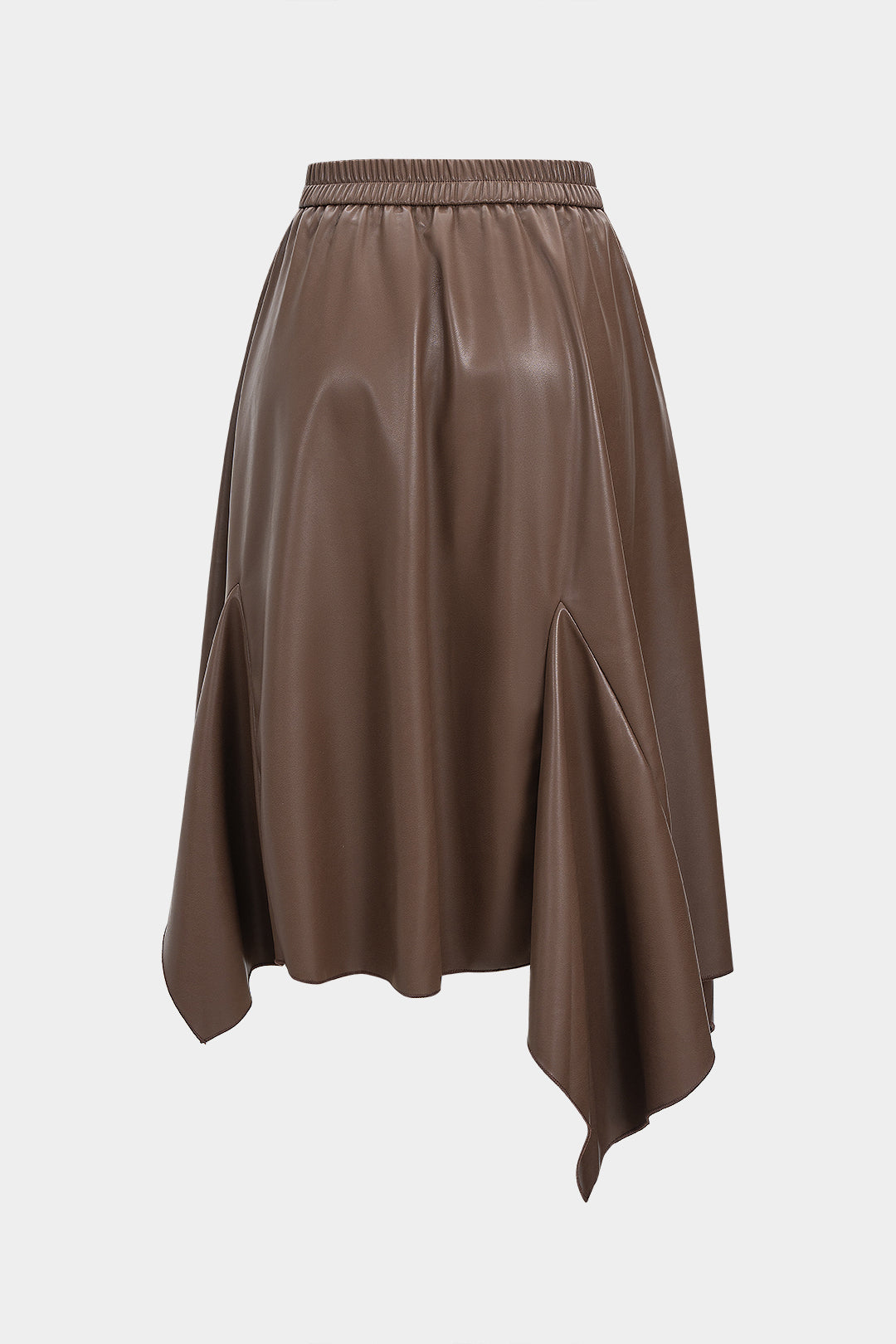 Leren-look rok met smokwerk en ruches