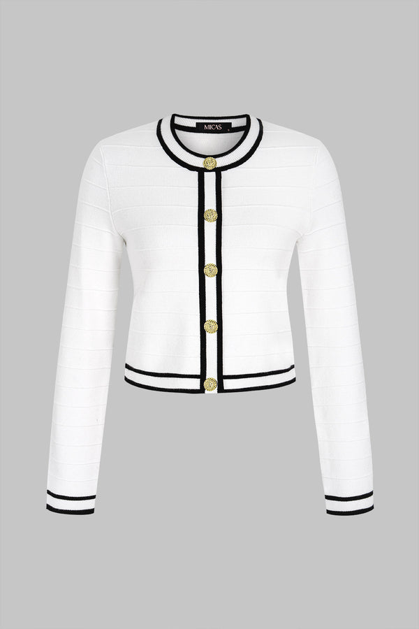 Gebreide metallic top met lange mouwen