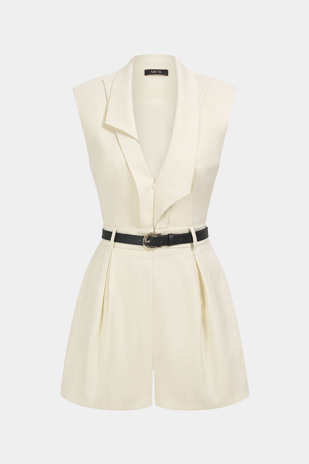 Asymmetrische mouwloze playsuit met riem