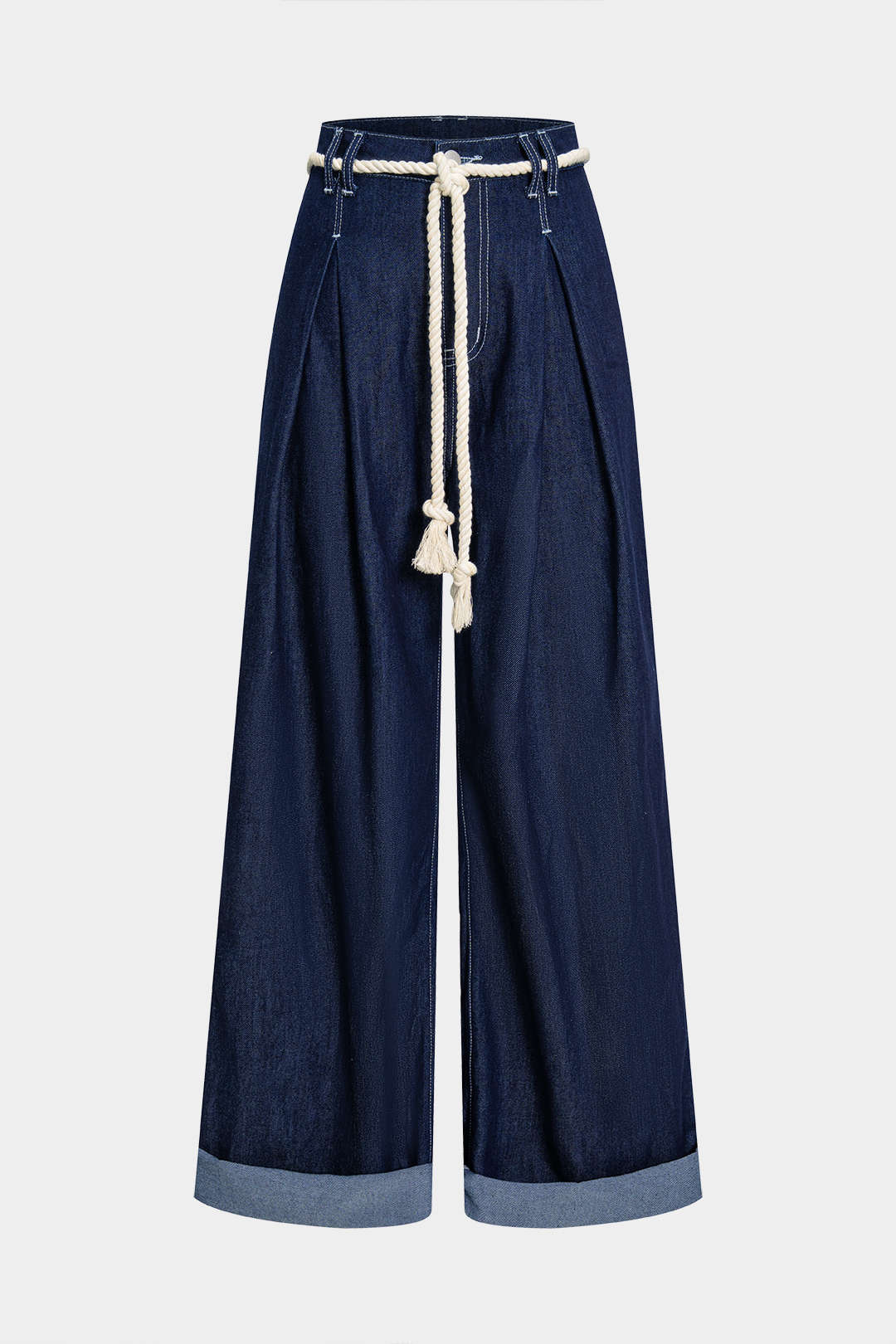 Jeans met ruches en rechte pijp