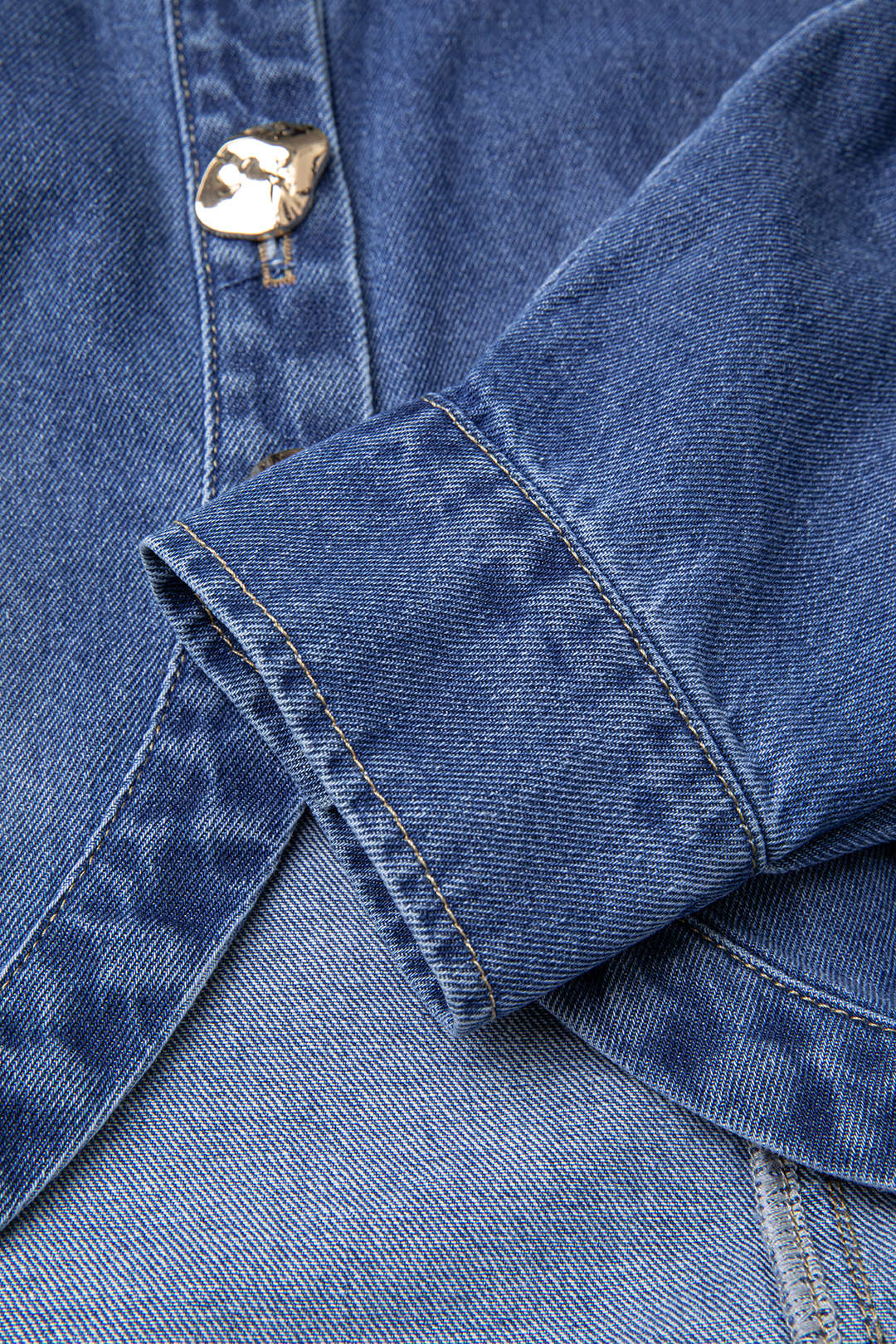 Denim metallic blouse met lange mouwen