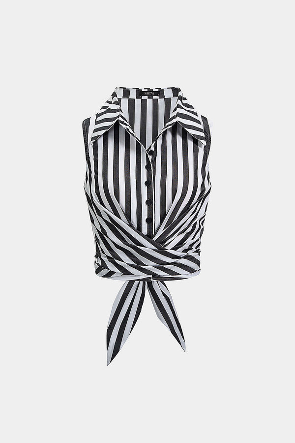 Gestreepte tanktop met revers