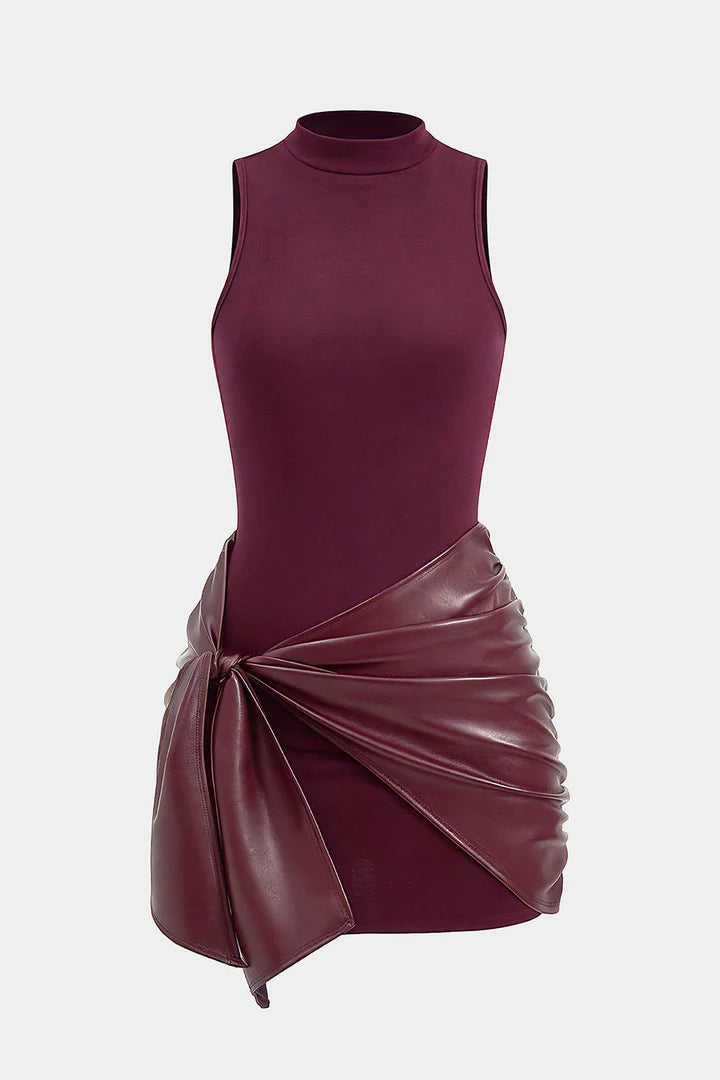 Mouwloze mini-jurk met strik
