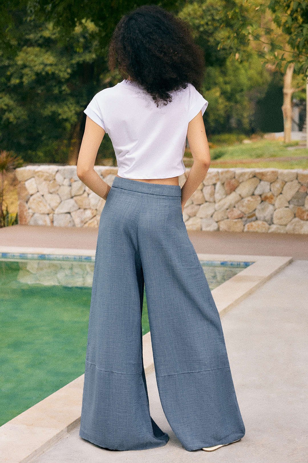 Pantalon met ruches, rits en zakken