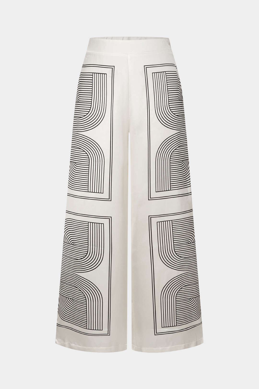 Geometrische satijnen broek met wijde pijpen