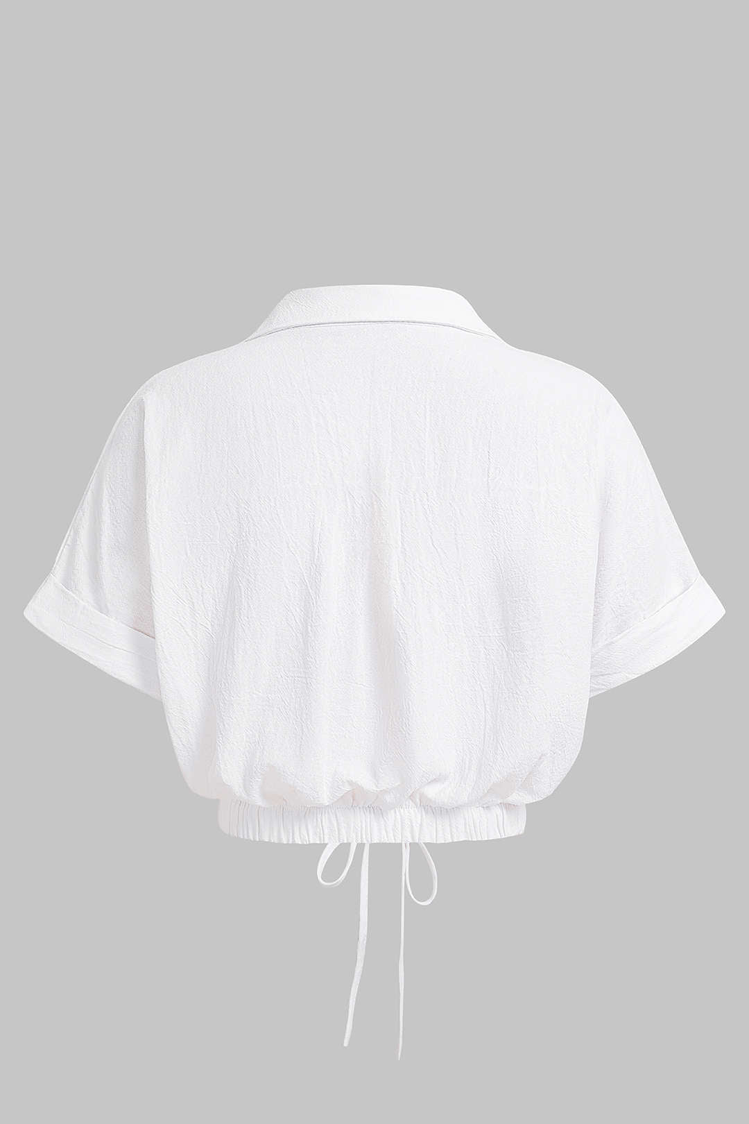 Blouse met revers, trekkoord en korte mouwen