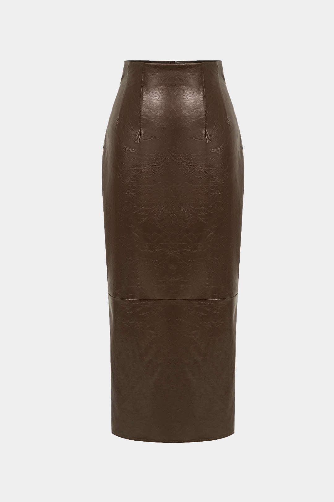 Effen leren-look midirok