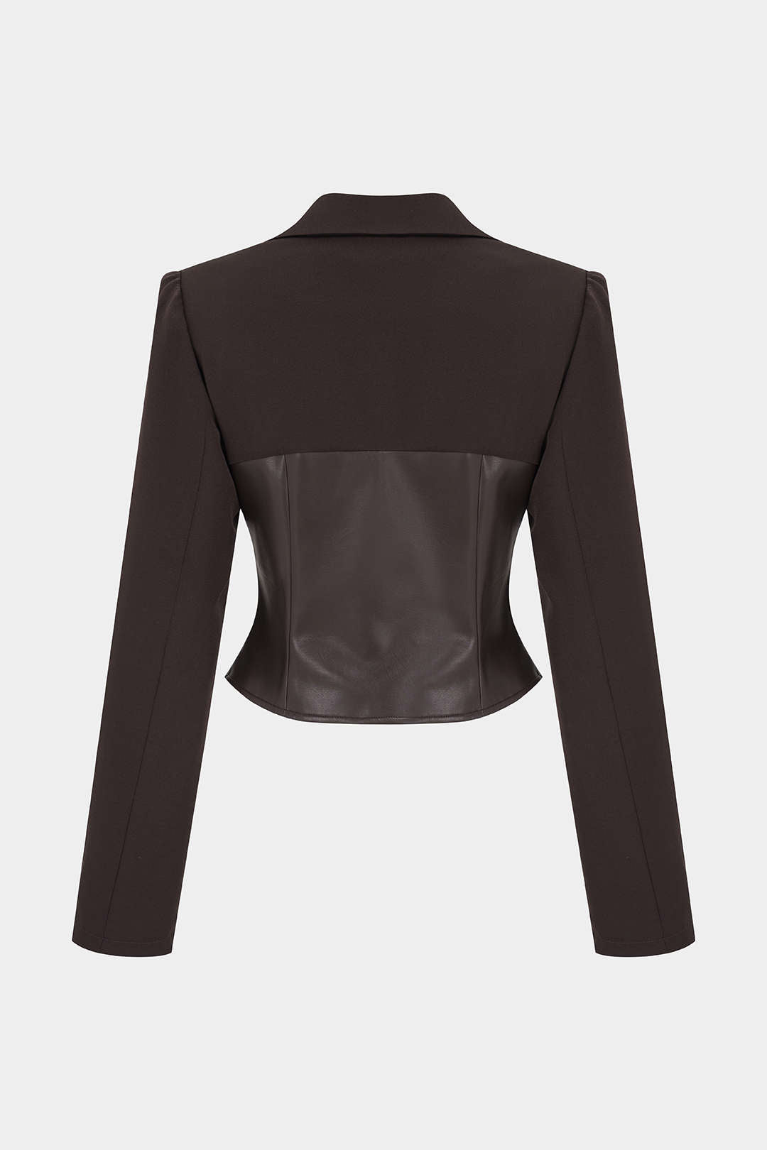 Leren-look patchwork blazer met knoopjes