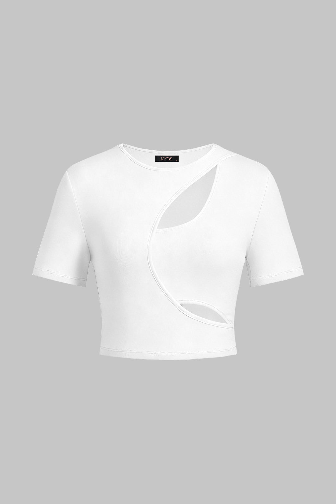 Asymmetrisch T-shirt met ronde hals en uitsnijding