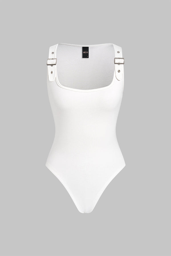 Mouwloze body met vierkante hals