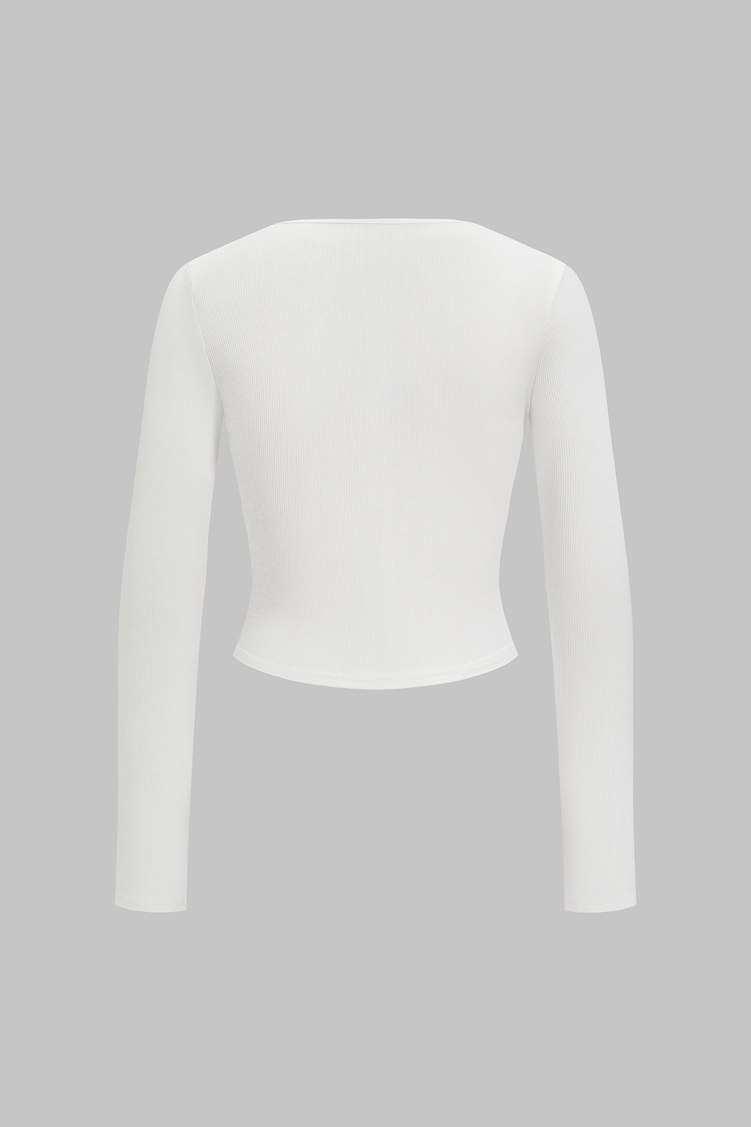 T-shirt met vierkante hals, strass en lange mouwen