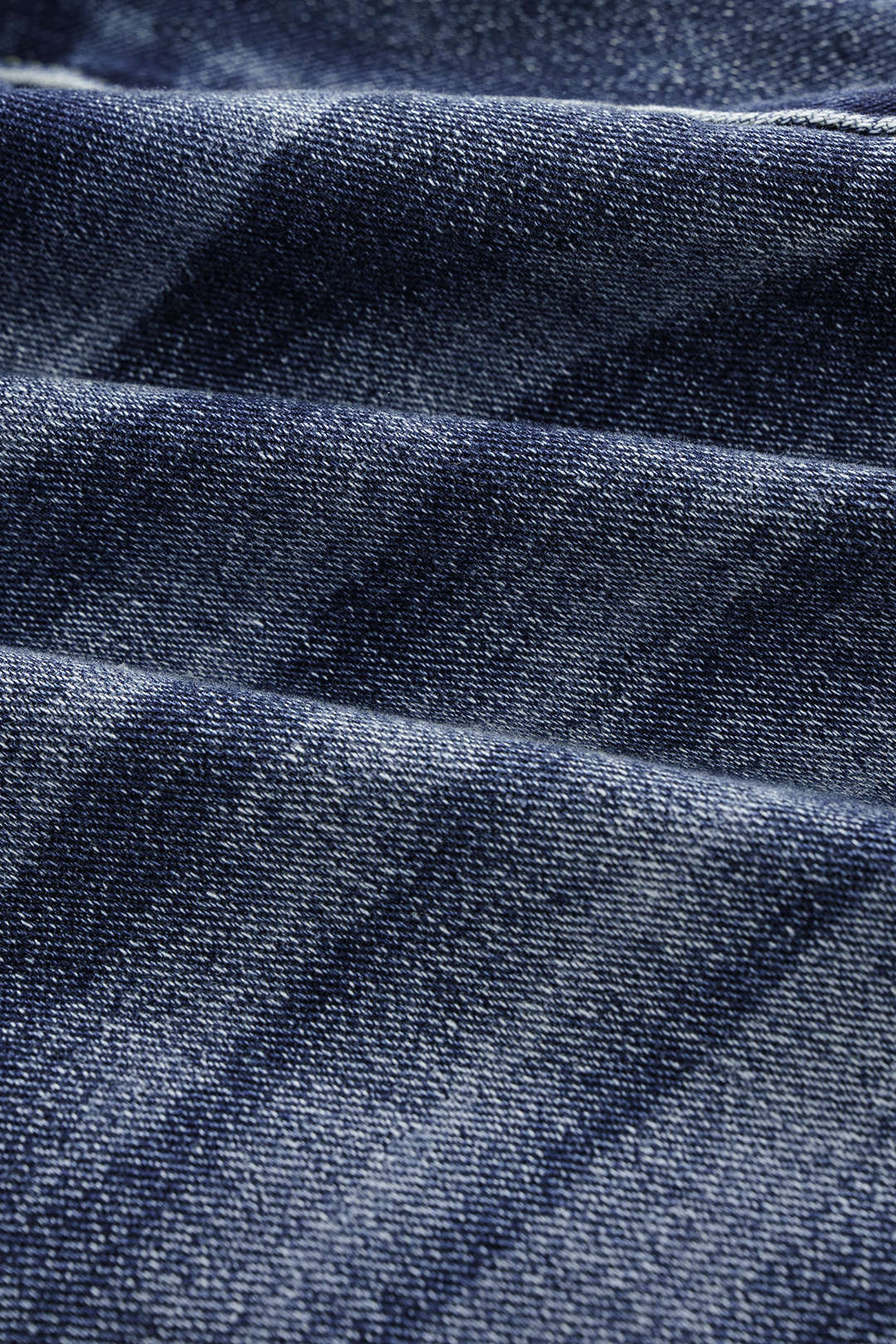 Denim asymmetrische rok met volants en rafelrand