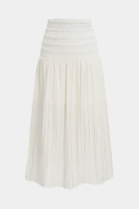 High-waisted skirt with a textured scalloped edge
