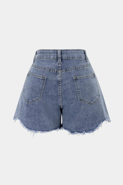 Denim Patchwork Shorts with Lace Details